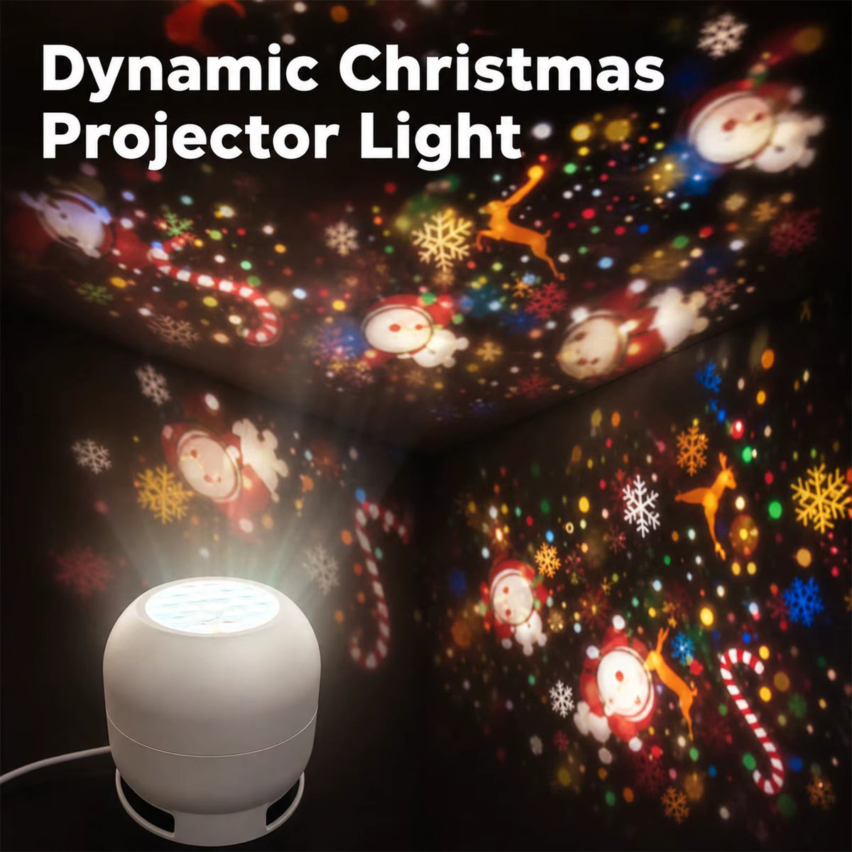 HD LED Christmas Projector Lamp – Rotating Holiday Decoration for Indoor Use