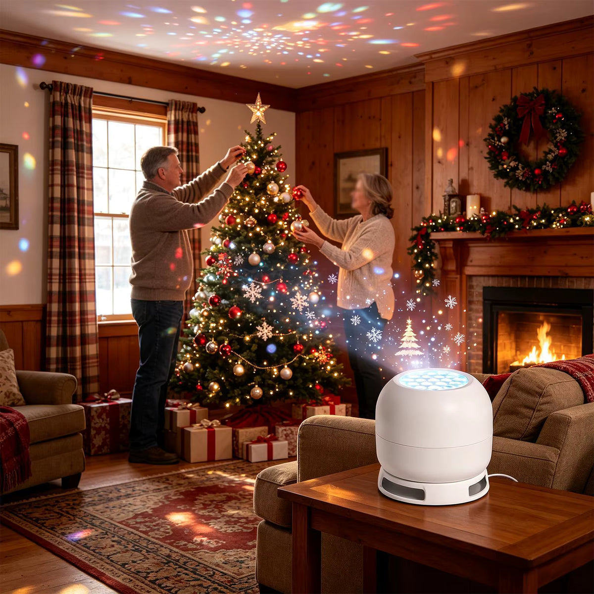 HD LED Christmas Projector Lamp – Rotating Holiday Decoration for Indoor Use