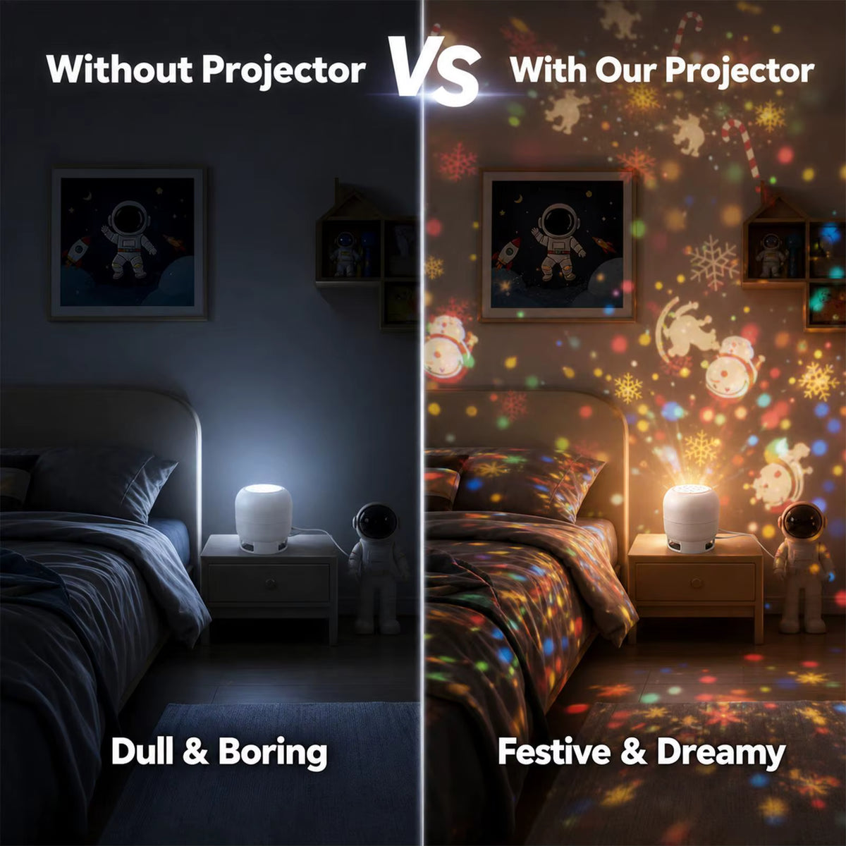 HD LED Christmas Projector Lamp – Rotating Holiday Decoration for Indoor Use