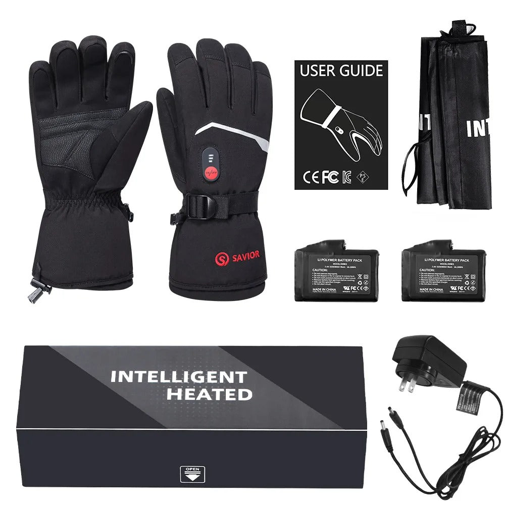 SAVIOR 7.4V Rechargeable Heated Gloves – Waterproof Winter Gloves for Skiing, Cycling and Hiking
