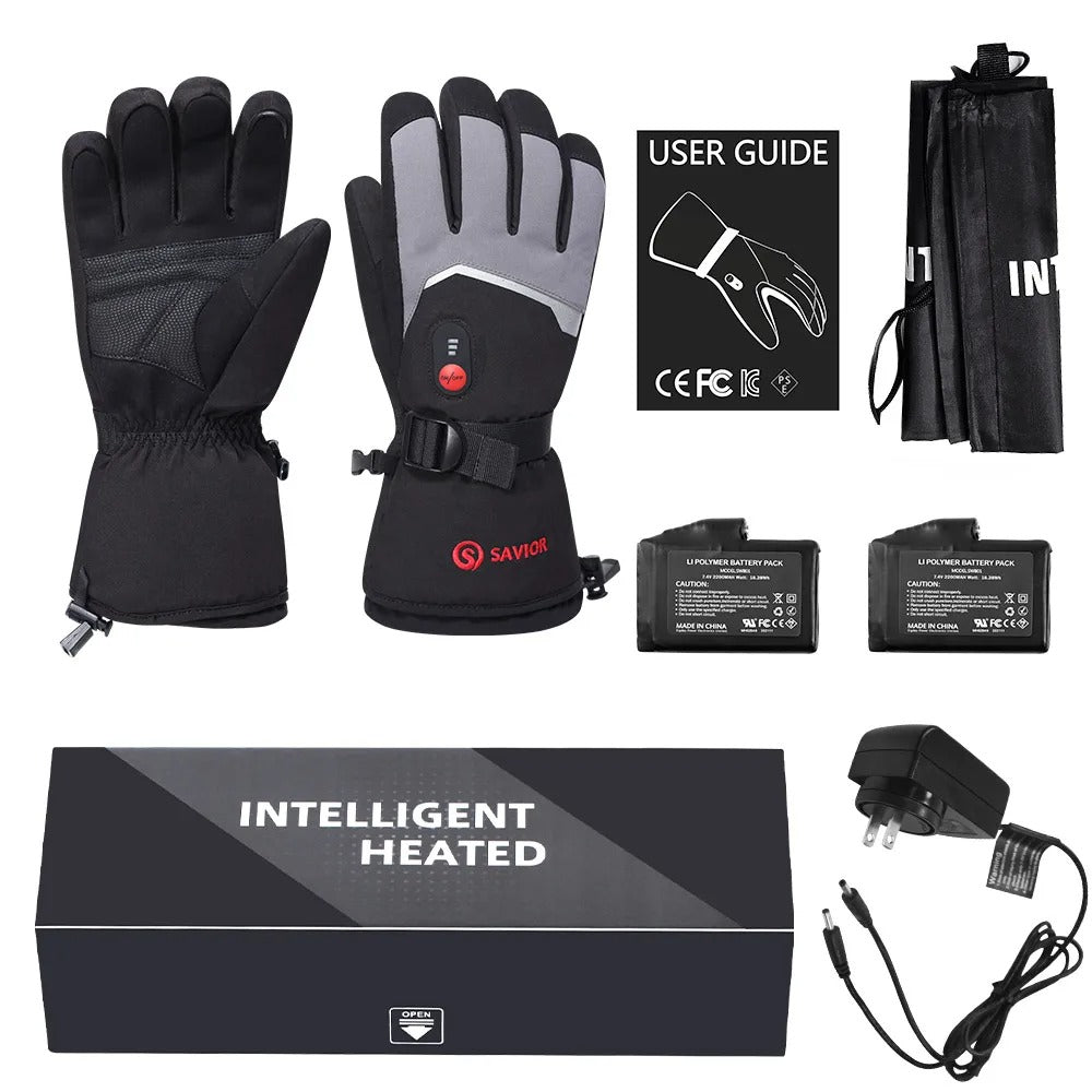 SAVIOR 7.4V Rechargeable Heated Gloves – Waterproof Winter Gloves for Skiing, Cycling and Hiking