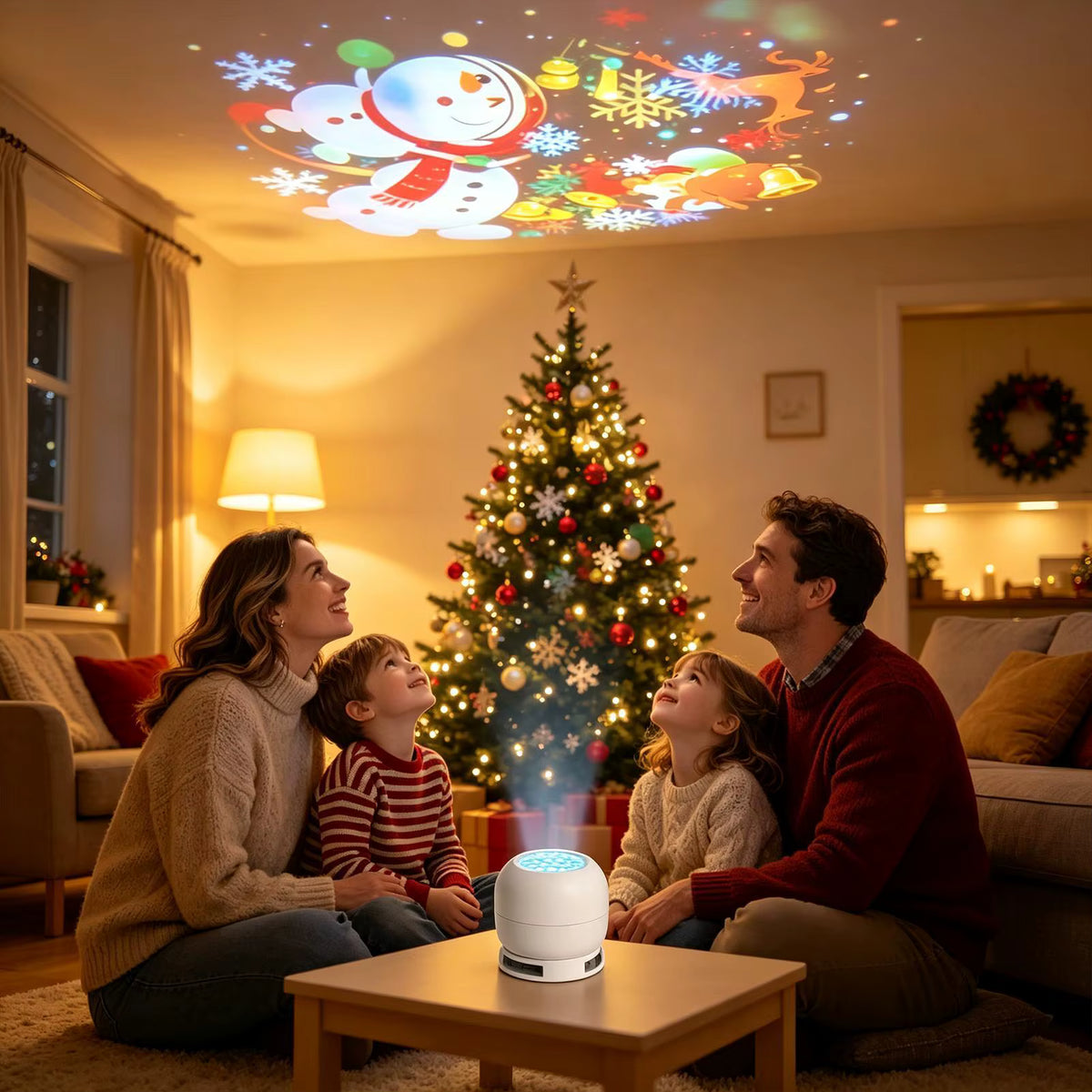 HD LED Christmas Projector Lamp – Rotating Holiday Decoration for Indoor Use