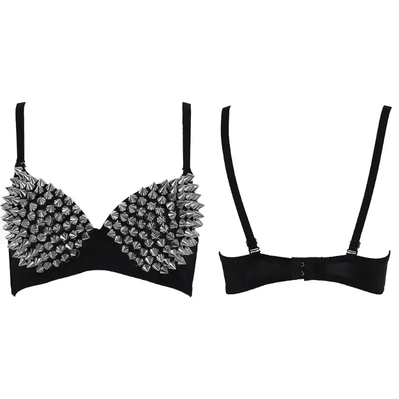 Spiked Bra With Studded Silver Rivet Push Up Bralette Bra