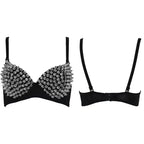 Spiked Bra With Studded Silver Rivet Push Up Bralette Bra