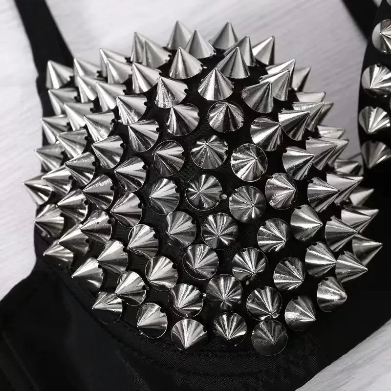 Spiked Bra With Studded Silver Rivet Push Up Bralette Bra