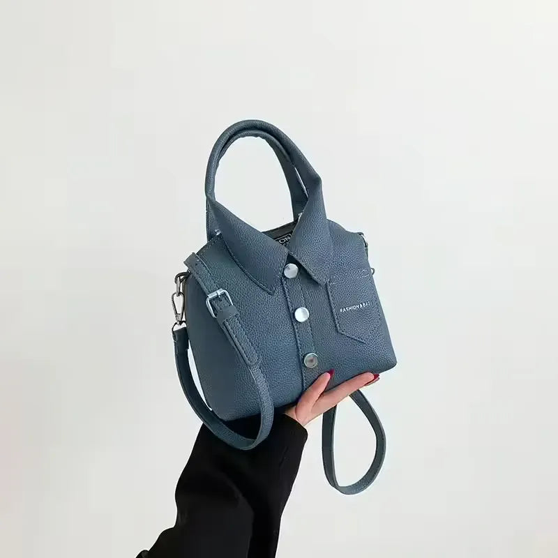PU Compact Square Crossbody Soulder Zipper Bag