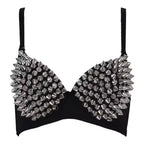 Spiked Bra With Studded Silver Rivet Push Up Bralette Bra
