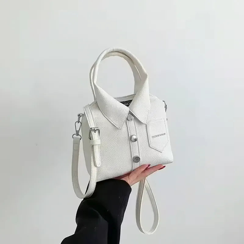 PU Compact Square Crossbody Soulder Zipper Bag