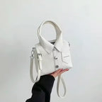 PU Compact Square Crossbody Soulder Zipper Bag