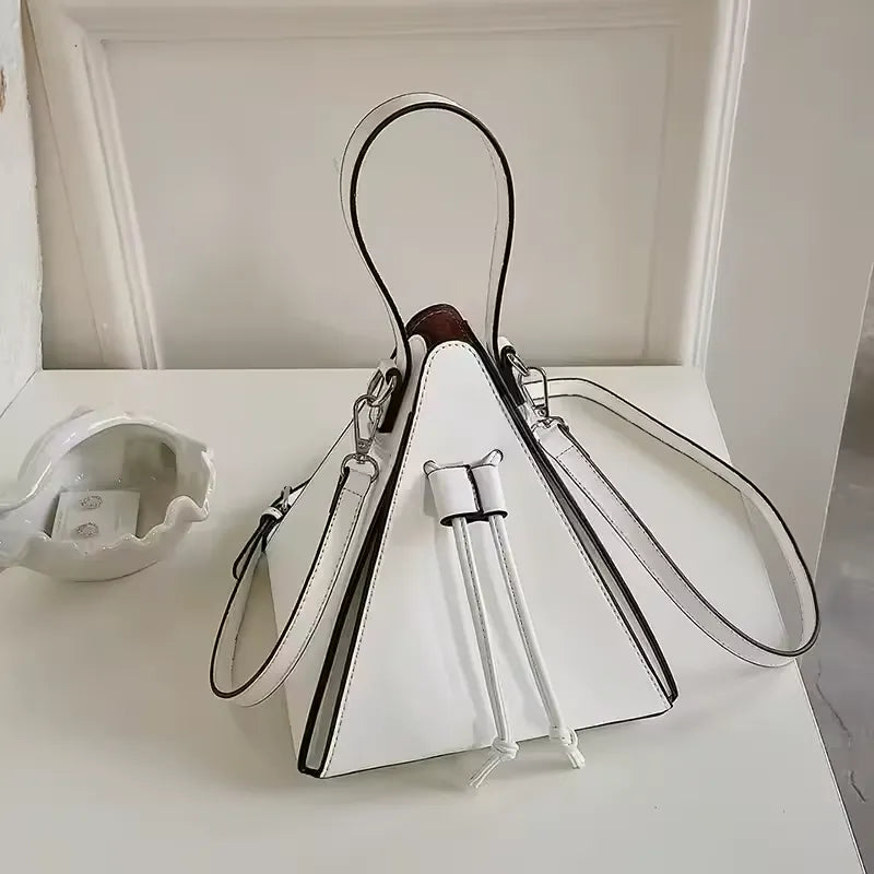 Triangle Leather Crossbody Shoulder Bag