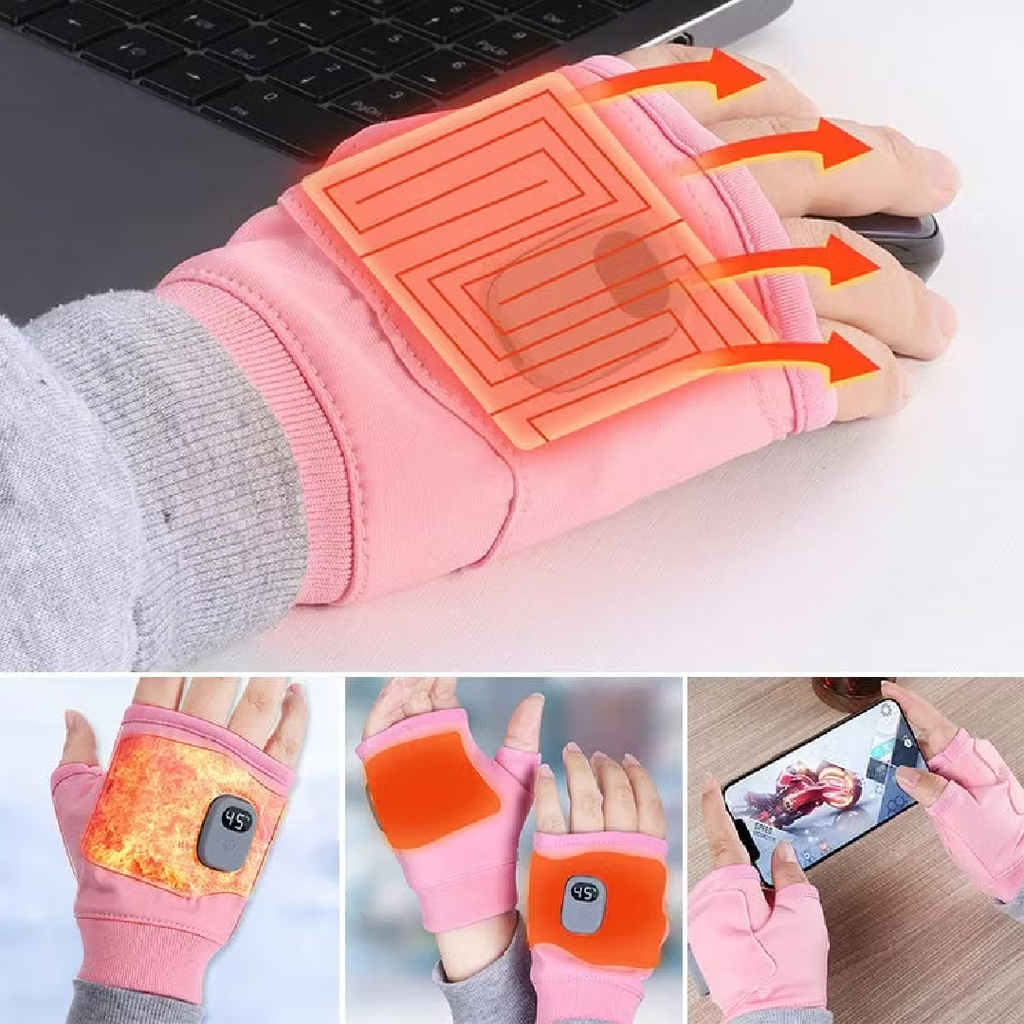 USB-Powered Adjustable Heated Gloves with Digital Display