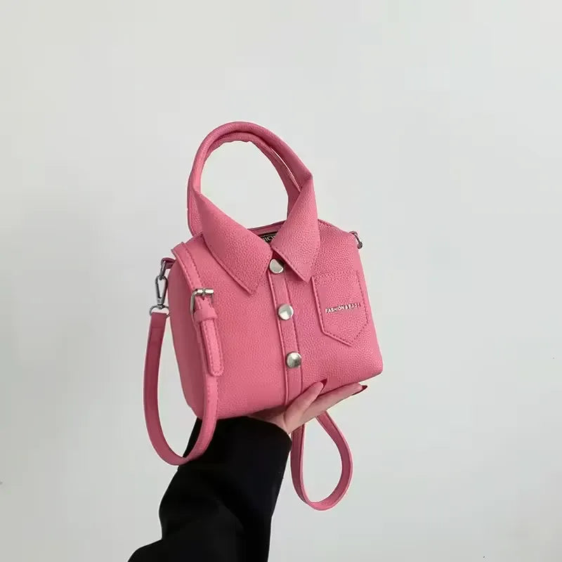 PU Compact Square Crossbody Soulder Zipper Bag