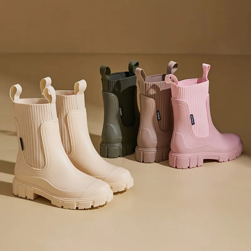 Women's Mid-Calf Waterproof Rain Boots – Wear-Resistant Outdoor Shoes
