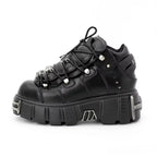 Punk Style Metal Decor Lace Up Rock Boots