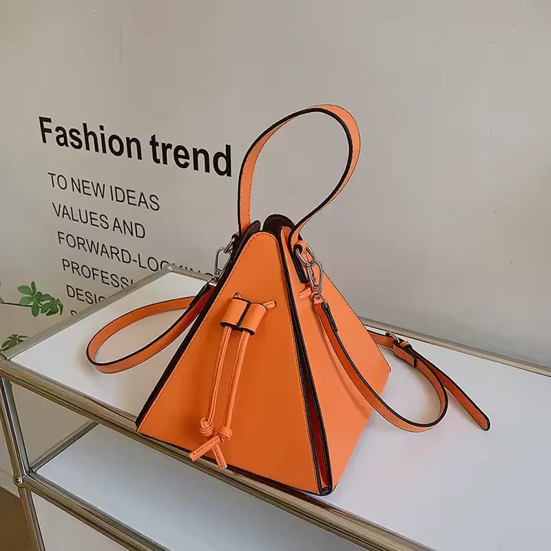 Triangle Leather Crossbody Shoulder Bag