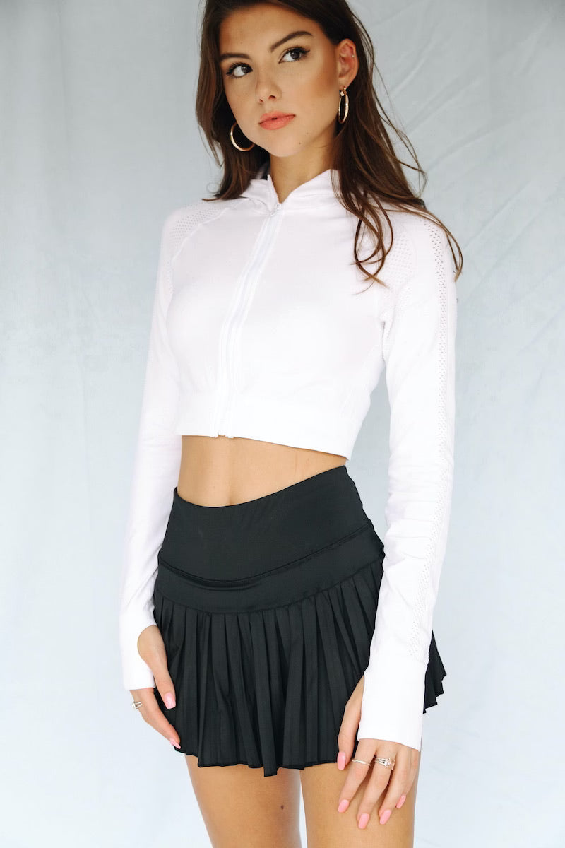 Gold Hinge Black Pleated Tennis Skirt | Women's Skirt
