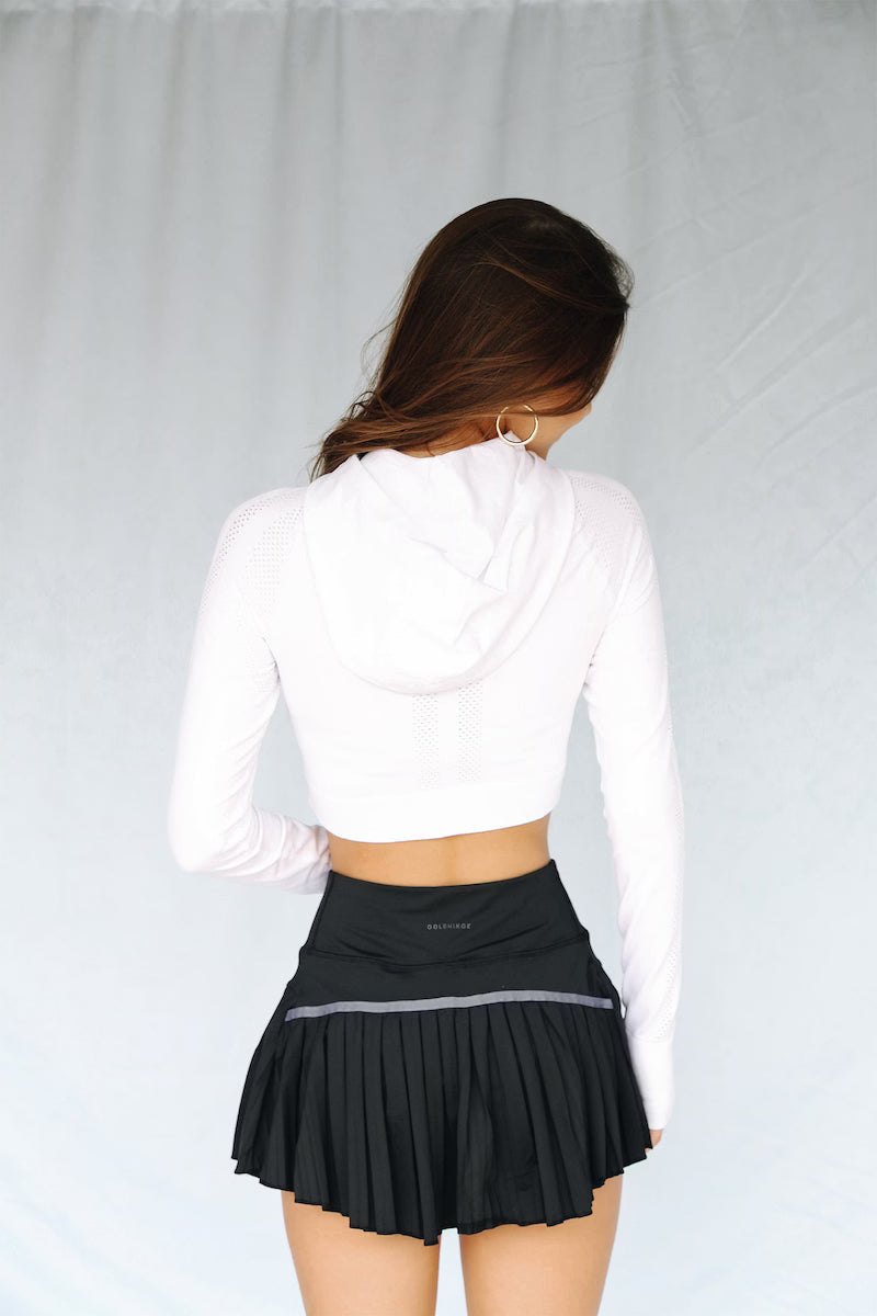 Gold Hinge Black Pleated Tennis Skirt | Women's Skirt