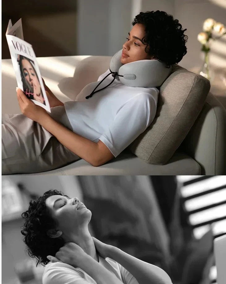 U-Shaped Travel Neck Pillow with Memory Foam and Detachable Ear Covers – Portable Comfort Pillow for Travel