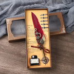 5-Color Feather Dip Pen Set with 5 Replaceable Nibs – Decorative Calligraphy and Signature Writing Pen