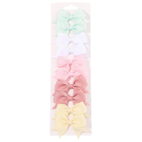 10-Piece Ribbon Bow Hair Clips Set for Baby Girls – Cute Solid Color Hair Accessories