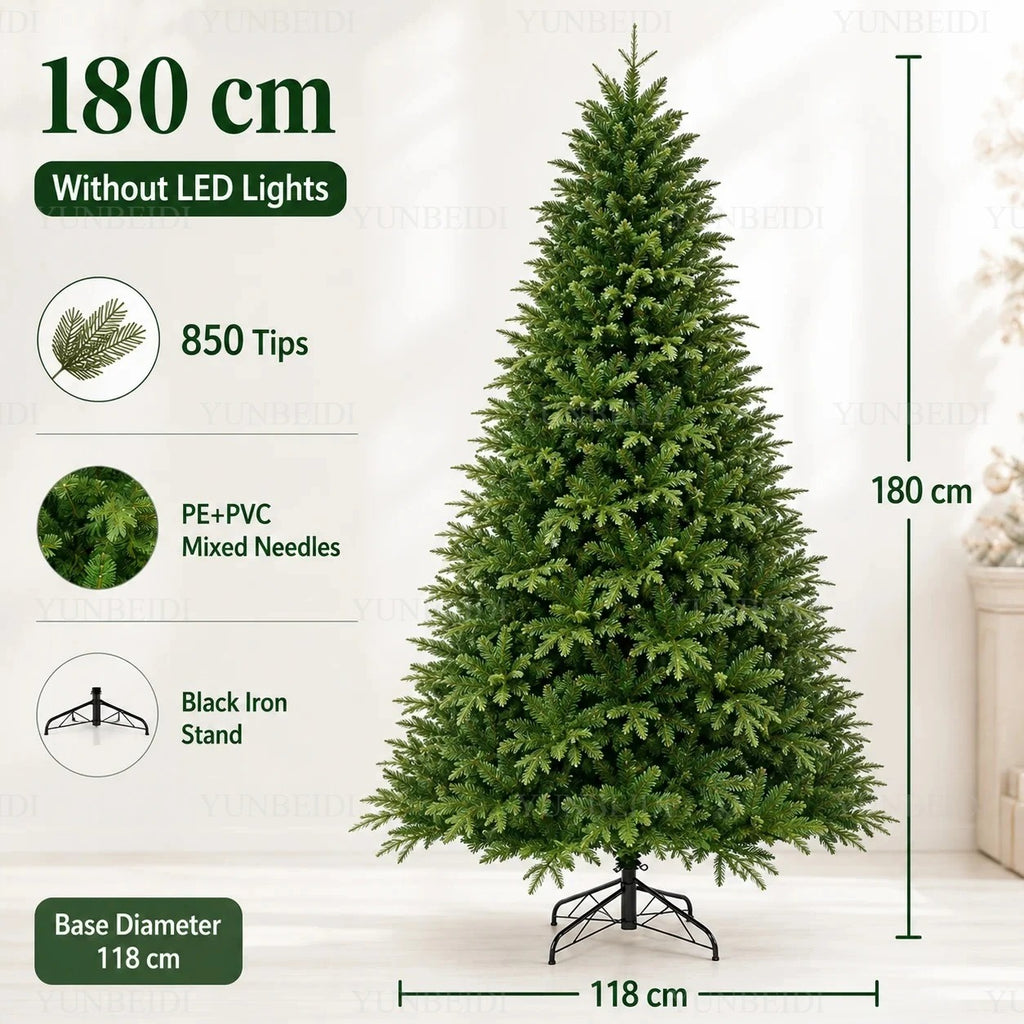 Artificial Christmas Tree with LED Lights, 120–240 cm