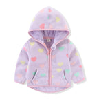 Girls' Floral Fleece Jacket – Cozy Autumn and Winter Outerwear for Ages 2–6