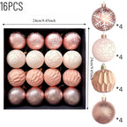 16-Piece Plastic Christmas Ball Ornaments Set – Assorted Textures for Holiday Tree Decorations