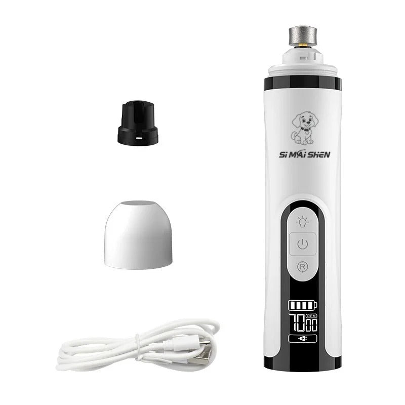 Electric Pet Nail Grinder with LED Power Display – Rechargeable Grooming Tool for Cats and Dogs