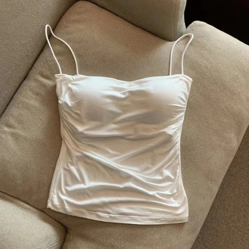 Women’s Pleated Corset Top with Thin Straps