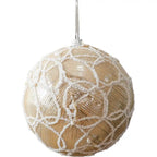 10cm White and Gold Christmas Ball Ornaments – Plush Mesh Hanging Tree Decorations