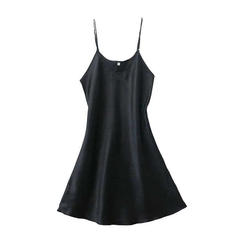 Women's Satin V-Neck Nightgown – Sleeveless Lightweight Sleepwear, Plus Size