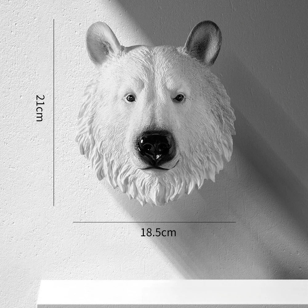 Resin Animal Head Wall Decor – Tiger, Bear and Elephant Sculpture