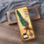 5-Color Feather Dip Pen Set with 5 Replaceable Nibs – Decorative Calligraphy and Signature Writing Pen