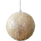 10cm White and Gold Christmas Ball Ornaments – Plush Mesh Hanging Tree Decorations