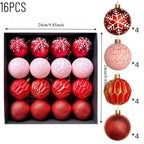16-Piece Plastic Christmas Ball Ornaments Set – Assorted Textures for Holiday Tree Decorations