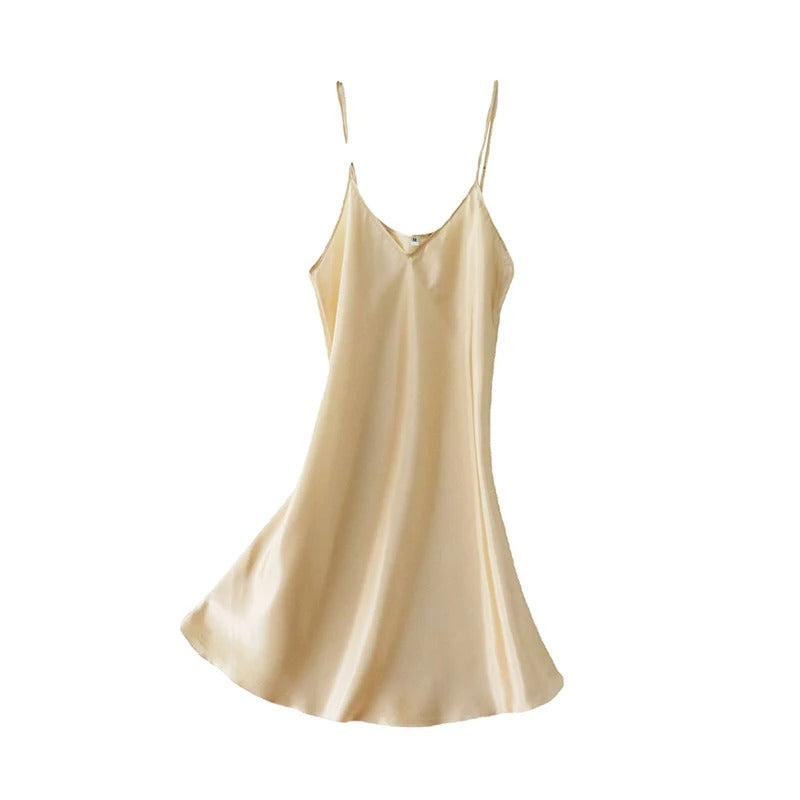 Women's Satin V-Neck Nightgown – Sleeveless Lightweight Sleepwear, Plus Size