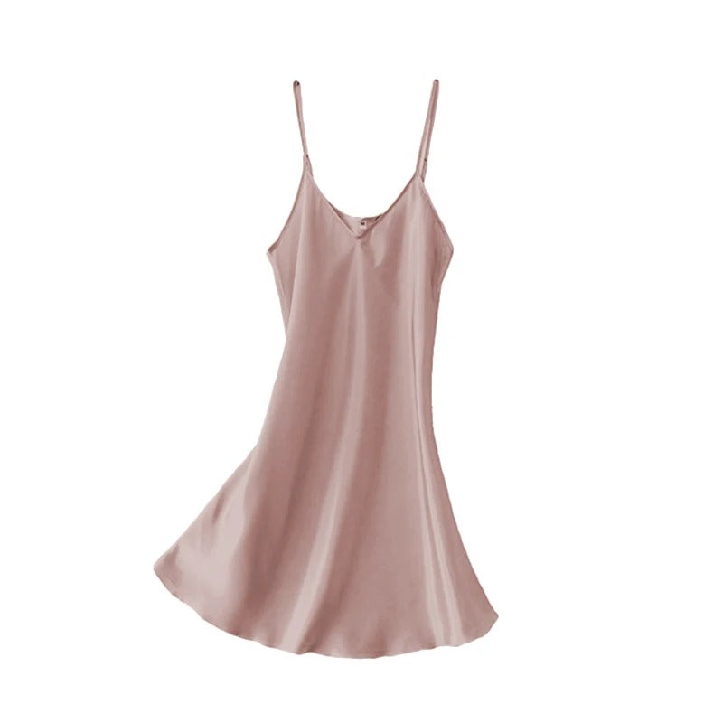 Women's Satin V-Neck Nightgown – Sleeveless Lightweight Sleepwear, Plus Size