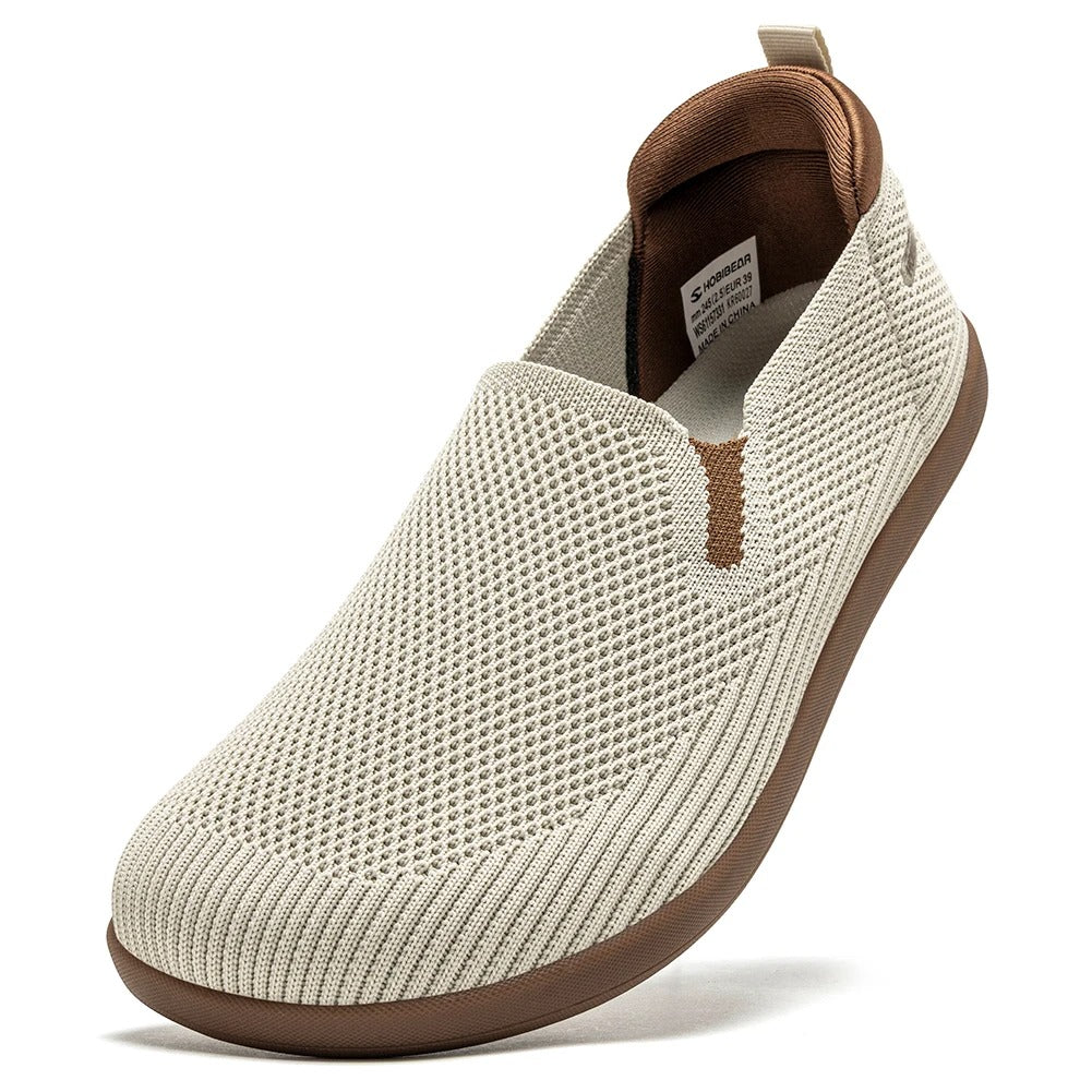 HOBIBEAR Women's Wide Toe Box Slip-On Sneakers – Breathable Mesh Walking Shoes