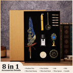 5-Color Feather Dip Pen Set with 5 Replaceable Nibs – Decorative Calligraphy and Signature Writing Pen