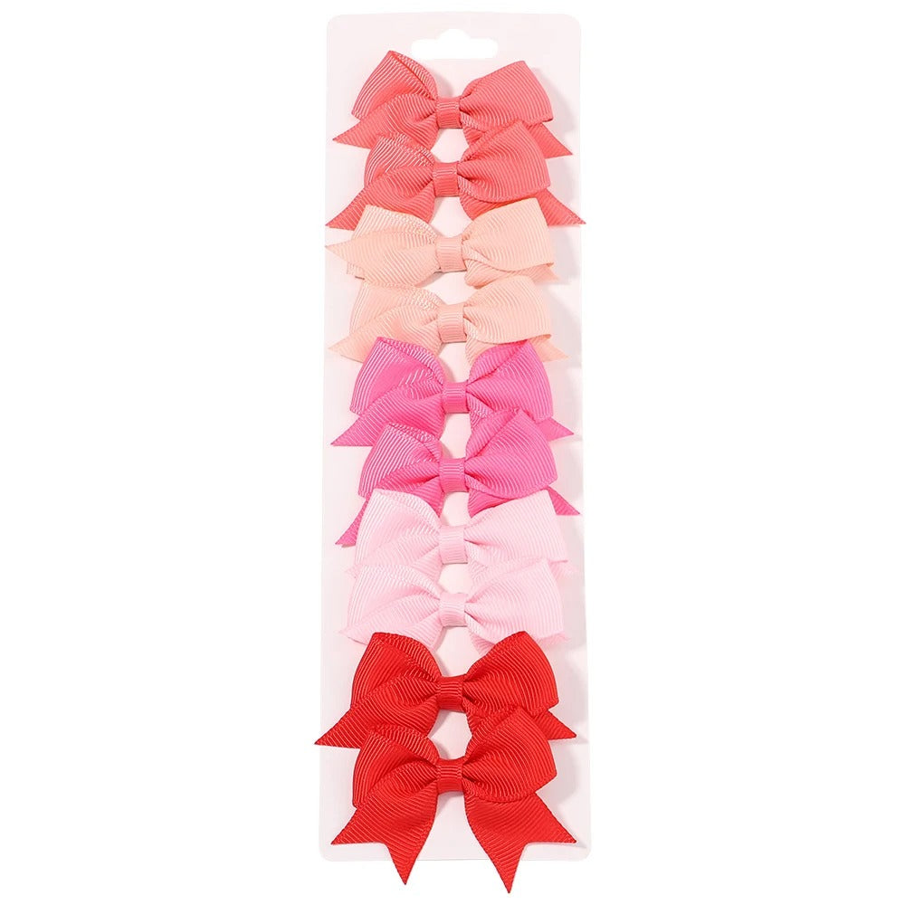 10-Piece Ribbon Bow Hair Clips Set for Baby Girls – Cute Solid Color Hair Accessories