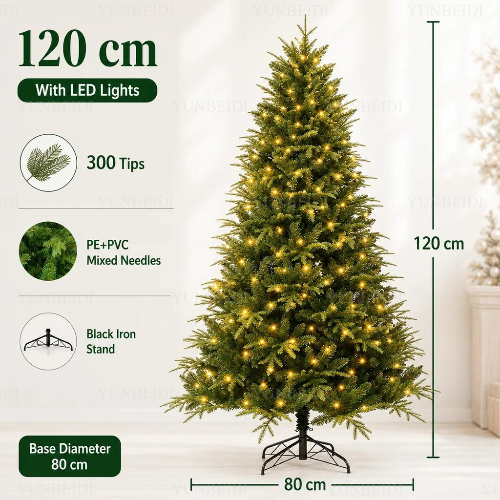 Artificial Christmas Tree with LED Lights, 120–240 cm