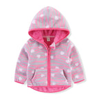 Girls' Floral Fleece Jacket – Cozy Autumn and Winter Outerwear for Ages 2–6
