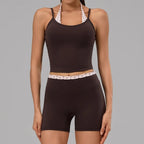 Hearuisavy Women's 2-Piece Polka Dot Activewear Set – Cross-Back Top and High-Waisted Shorts