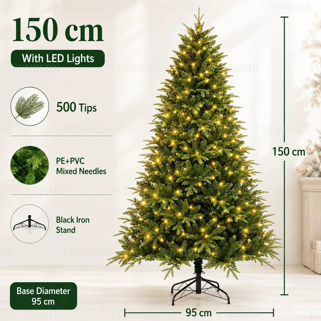 Artificial Christmas Tree with LED Lights, 120–240 cm
