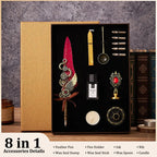 5-Color Feather Dip Pen Set with 5 Replaceable Nibs – Decorative Calligraphy and Signature Writing Pen