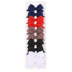 10-Piece Ribbon Bow Hair Clips Set for Baby Girls – Cute Solid Color Hair Accessories