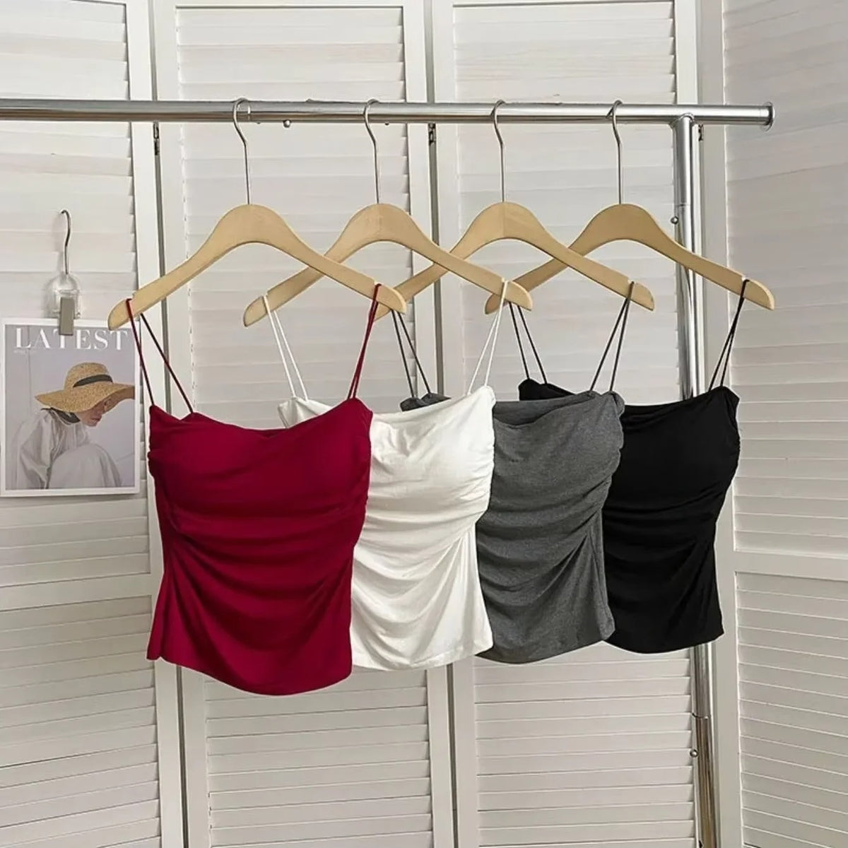 Women’s Pleated Corset Top with Thin Straps