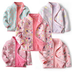 Girls' Floral Fleece Jacket – Cozy Autumn and Winter Outerwear for Ages 2–6