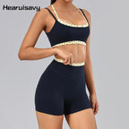 Hearuisavy Women's 2-Piece Polka Dot Activewear Set – Cross-Back Top and High-Waisted Shorts