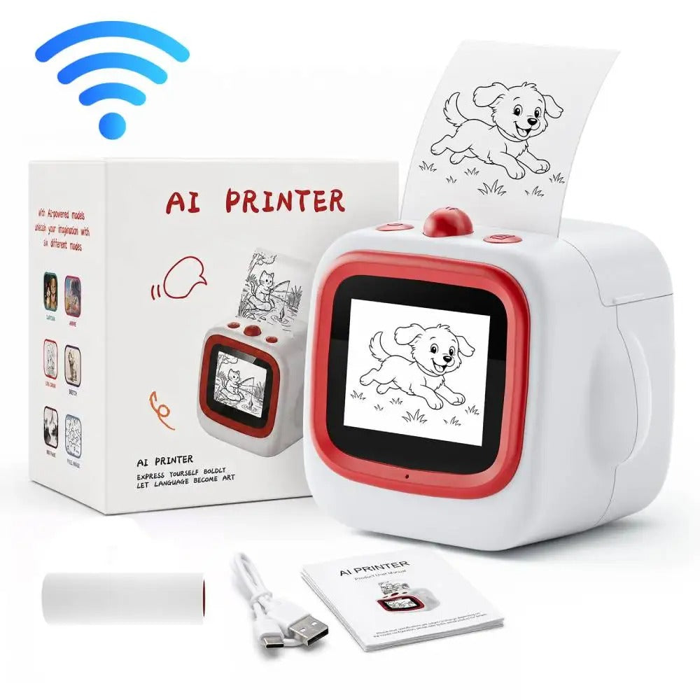 Portable WiFi Thermal Sticker Printer with 2.4-Inch IPS Screen – Voice-Activated Mini Printer